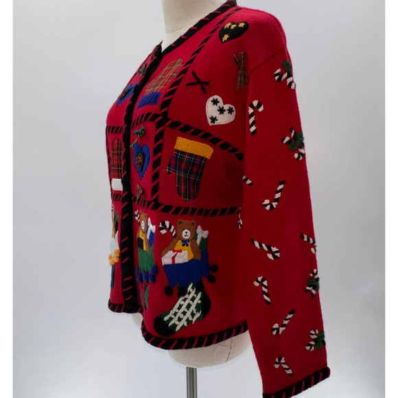 Designers Originals Studio Red Holiday button Front Cardigan - PL - Picture 4 of 12